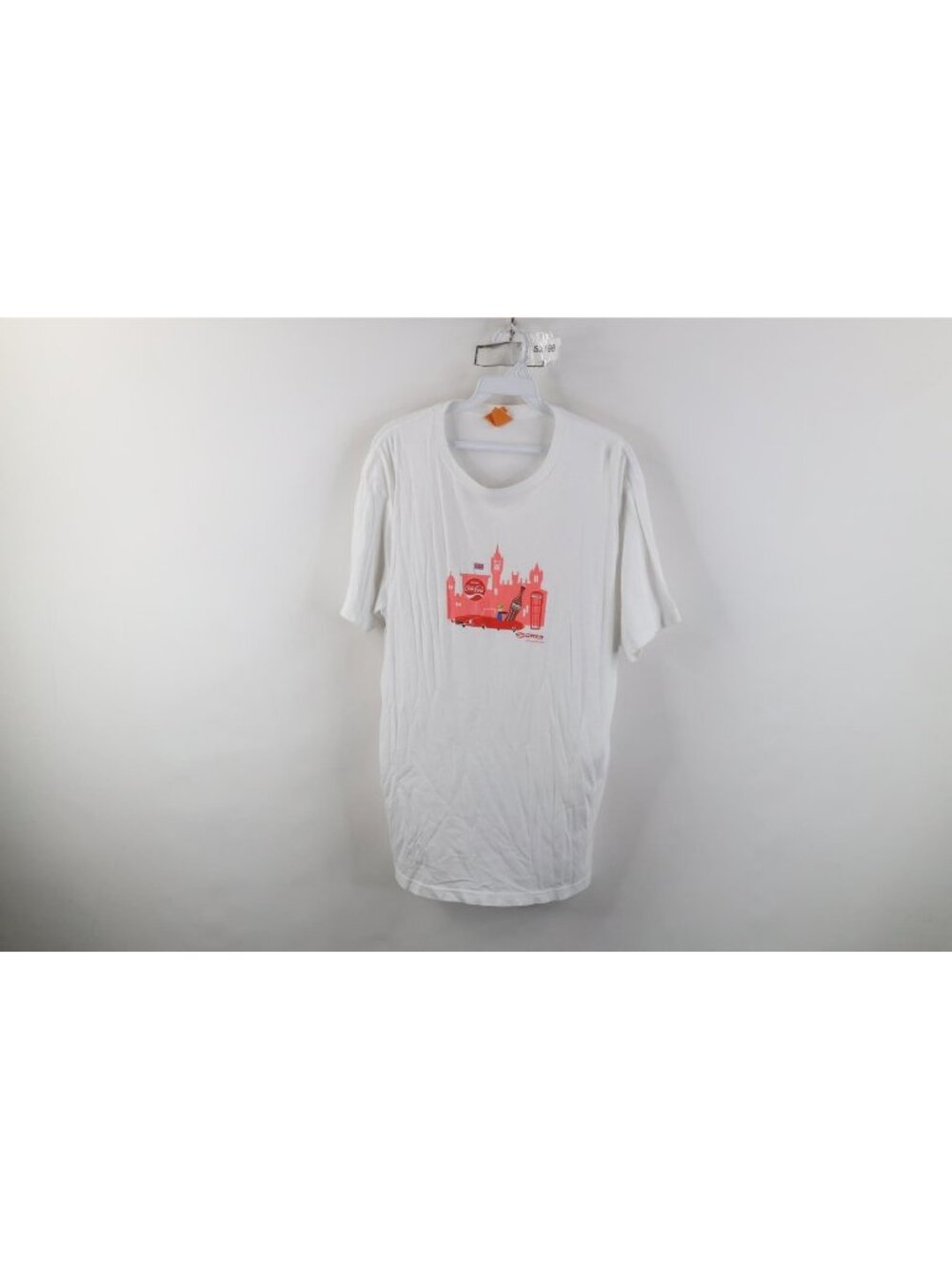 Shag for Coca Cola Mens Large Spell Out London Short Sleeve T-Shirt White Cotton